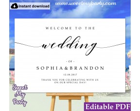 Modern Calligraphy welcome sign template,wedding welcome sign, (47)